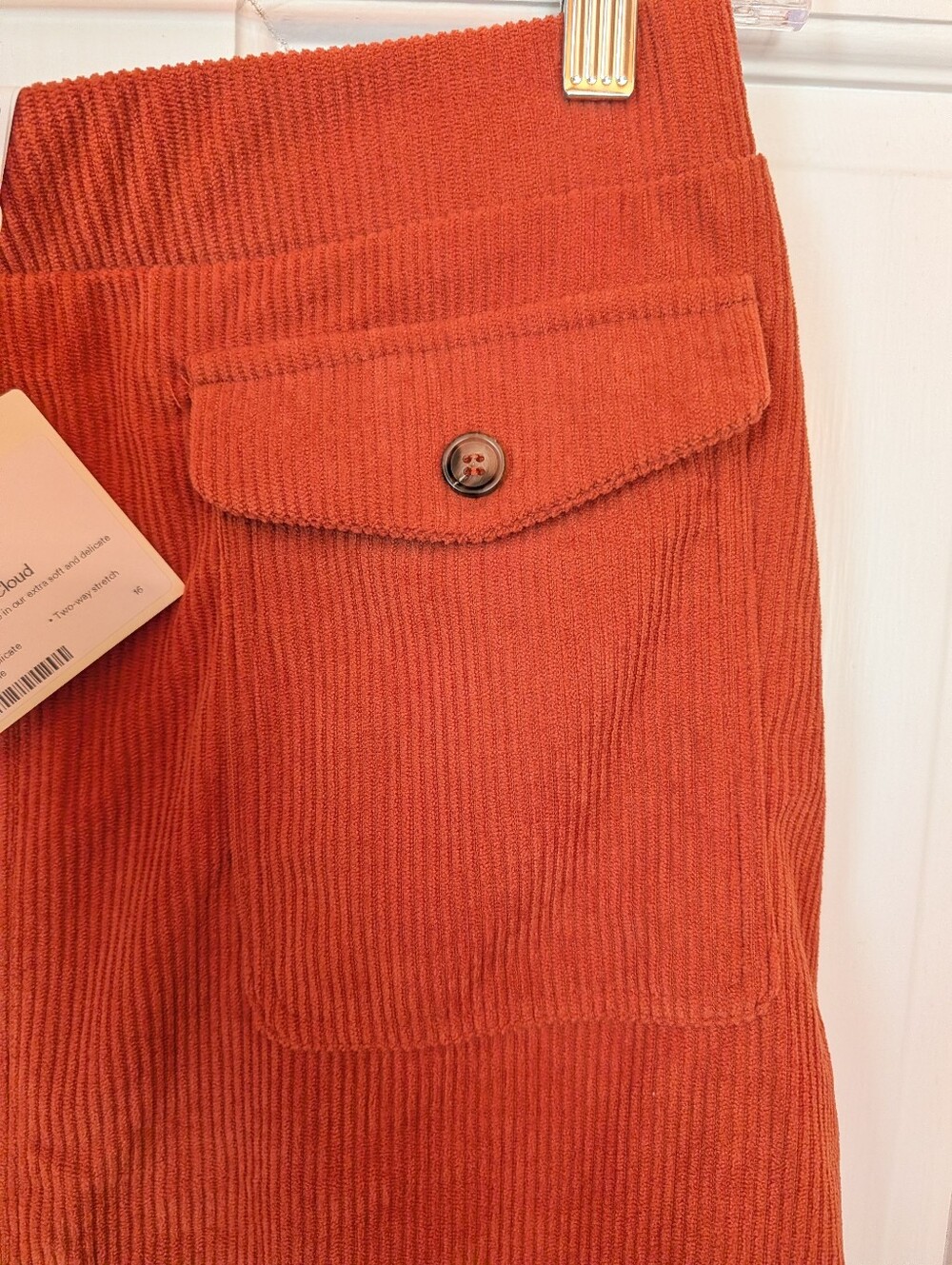 NWT Women's HALARA AuraCord Cloud Baked Clay Ribbed Corduroy Midi Skirt Sz M - Picture 4 of 7